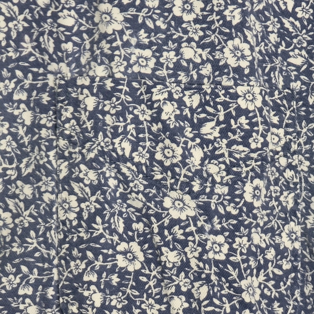 Terra Button Down Shirt Womens Medium Blue Floral Cotton Long Sleeve Country - Picture 3 of 9